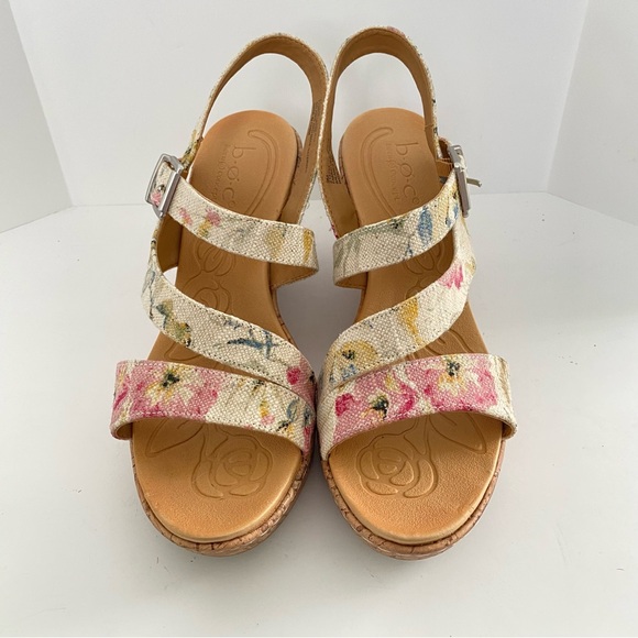 b.o.c Born Concepts Schirra Platform Wedge Heel Sandals Floral Canvas Size 9M - Picture 4 of 17